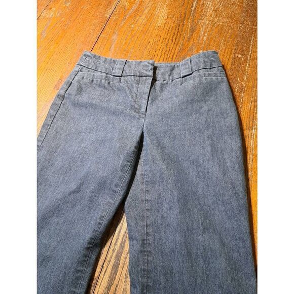 Size 6 Dalia Collection Blue Denim Jean Look Bootcut Wide Leg Flare Pants - Picture 2 of 3